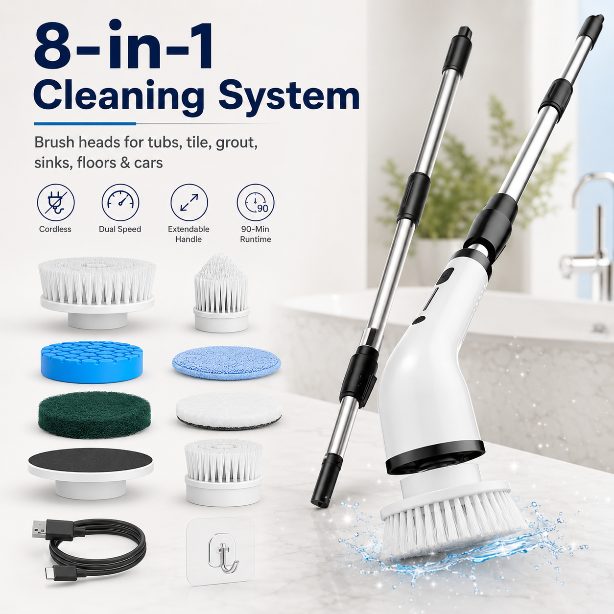 Aureva Living™ | SpinPro 8 Cordless Electric Scrubber